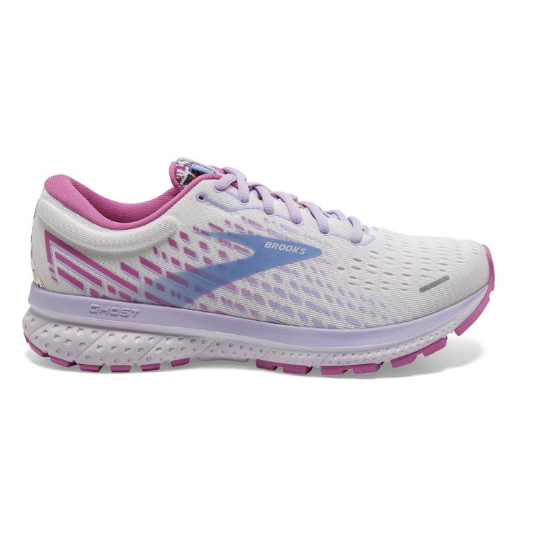Brooks Ghost 13 Women's Road Running Shoes - White/Lilac/Pink (85036-ZPUA)